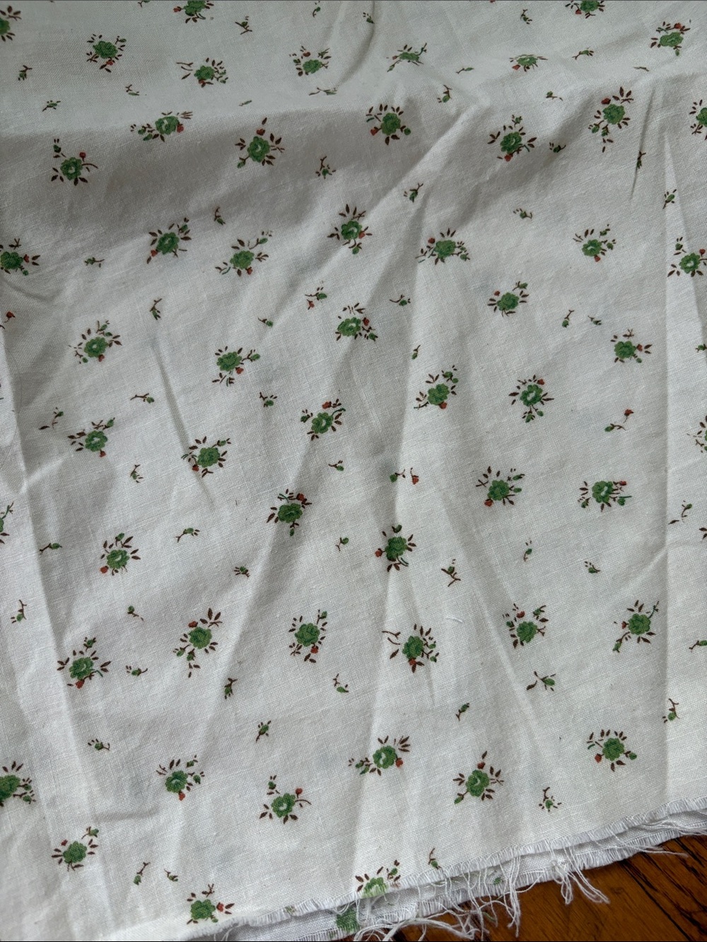 Vintage green floral ditsy cotton